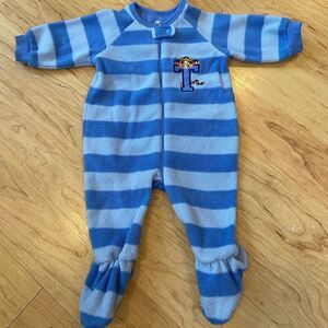 Disney Tigger blue stripe fleece Footie pajamas